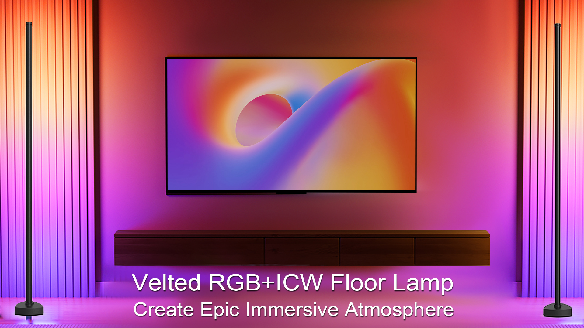 velted Corner Floor Lamp, LED Floor Lamp RGB+ICW Light with